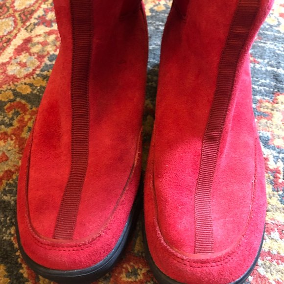 Lands End Red Suede Winter Snow Boots Fleece Lined Ladies Boots SZ 8 - Picture 12 of 12